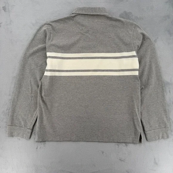 Vintage Polo Ralph Lauren Gray Striped Polo Shirt Cotton Classic Fit Mens XL - Picture 7 of 14